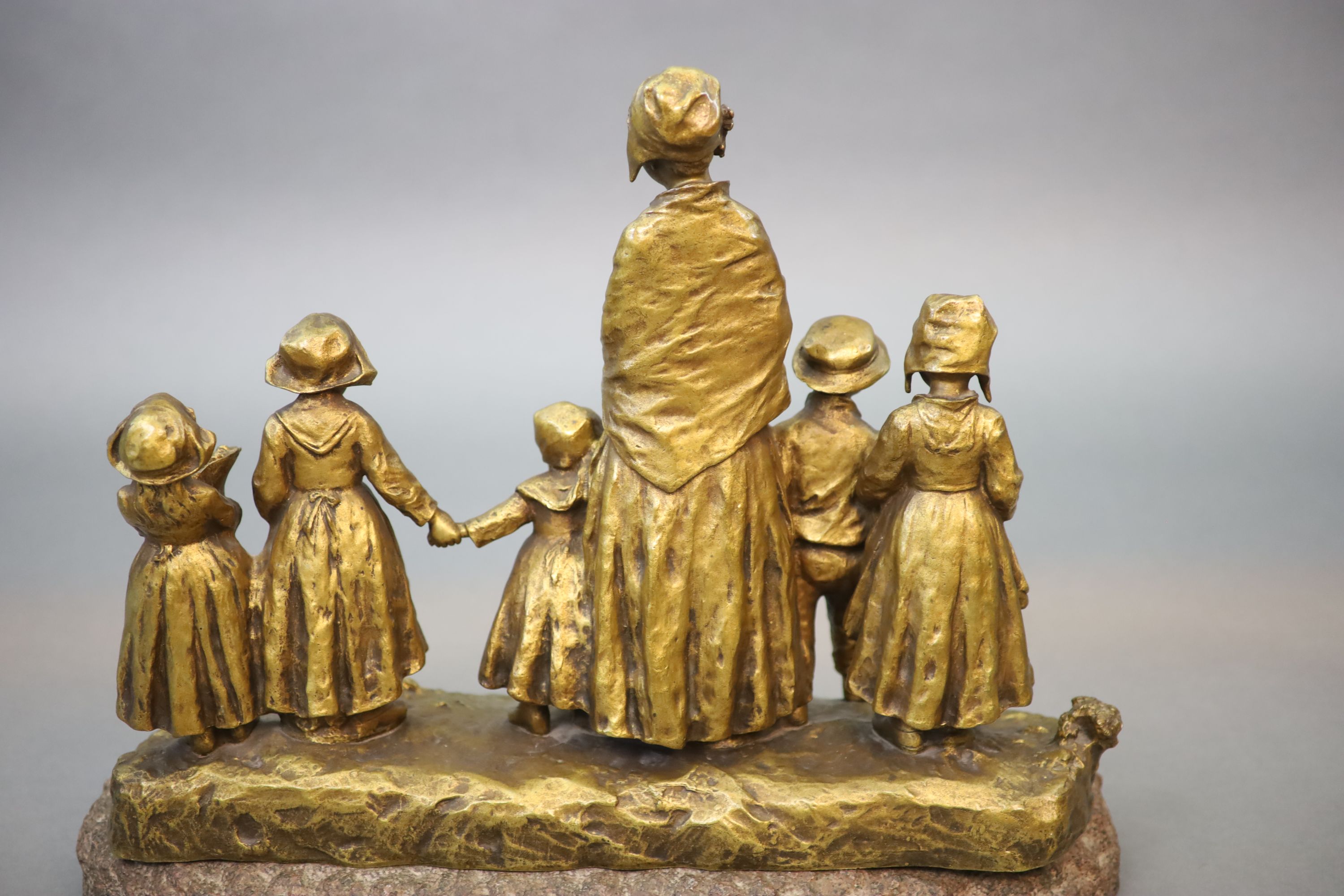 Joseph D'Aste (1881-1945) a large bronze figural group, 45 cm high, 55cm wide.